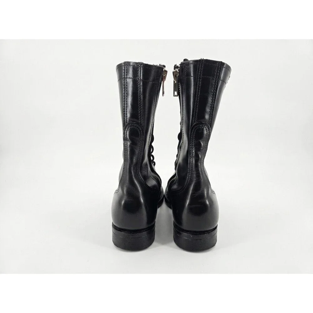 Vintage USA Carolina Men  Black Leather Military Paratrooper Jump Boots sz 8